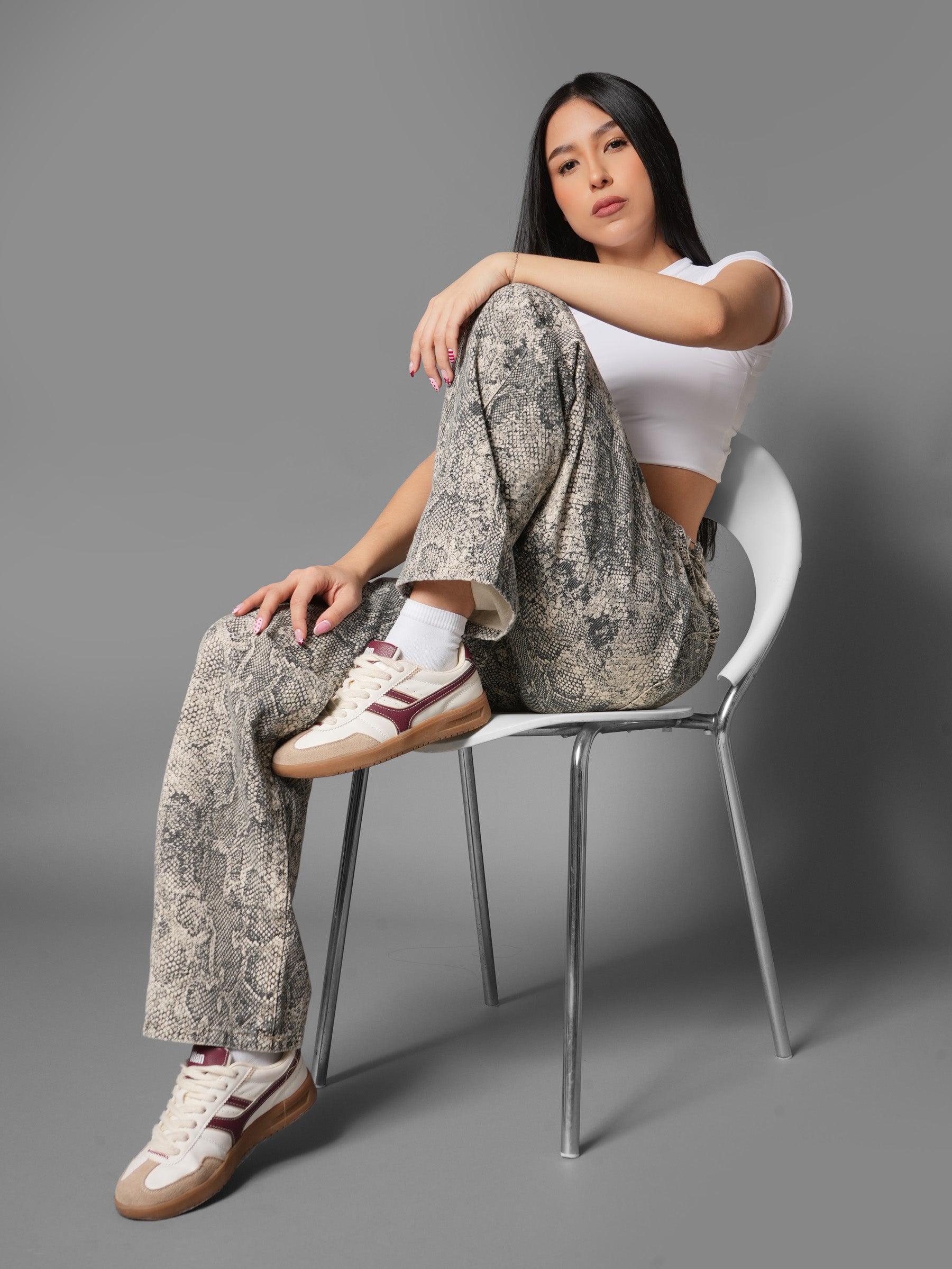 Baggy Print Serpiente Negro