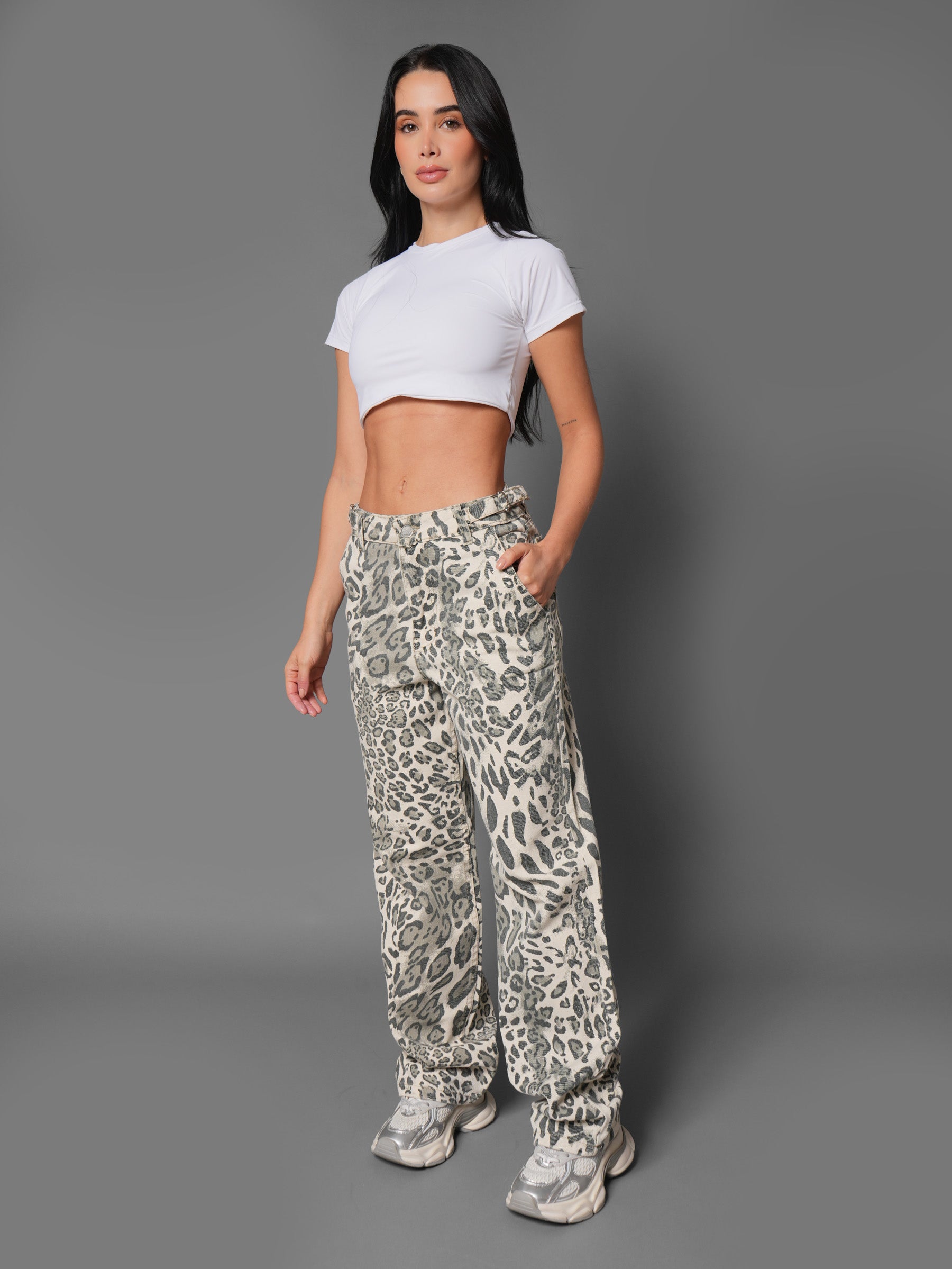 Baggy Animal Print Leopardo Gris