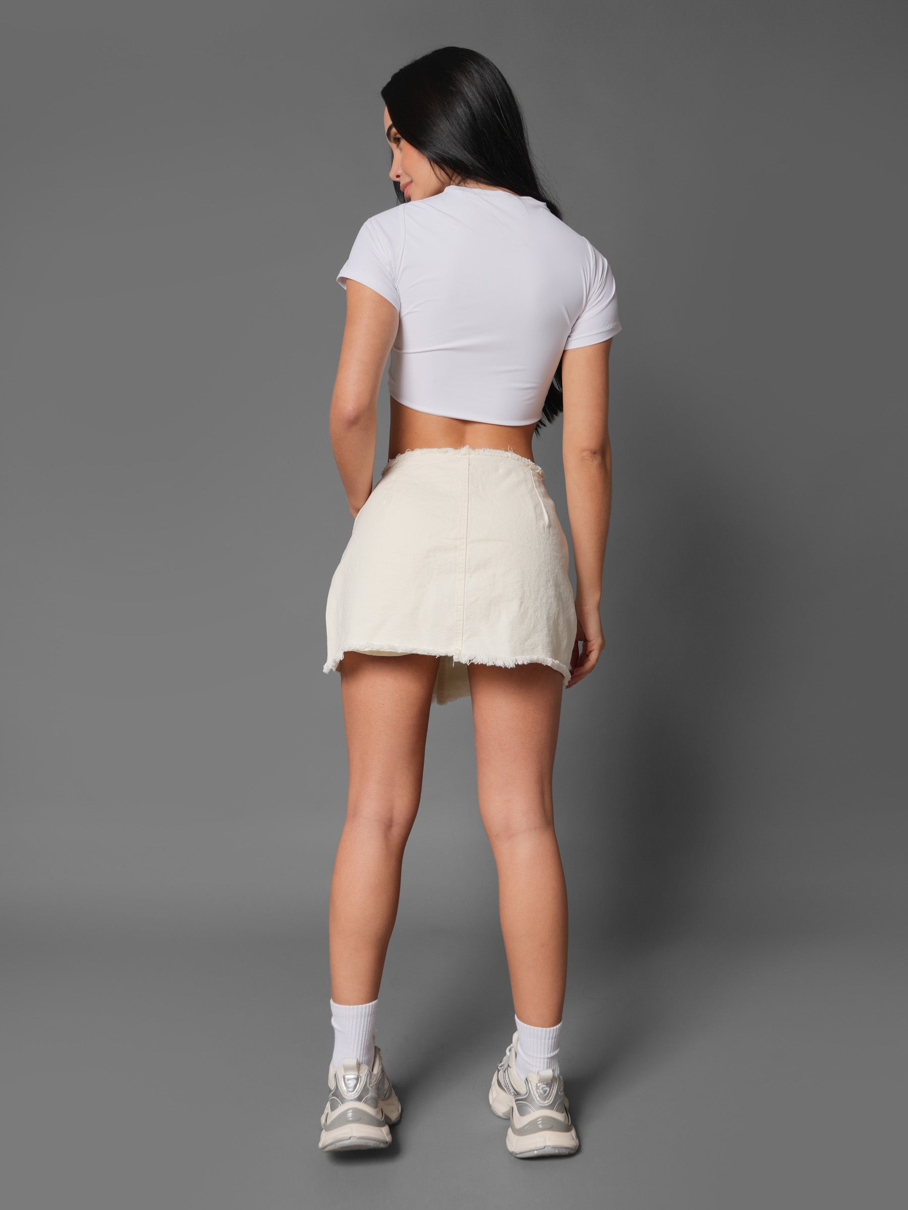 Falda Desflecada Marfil