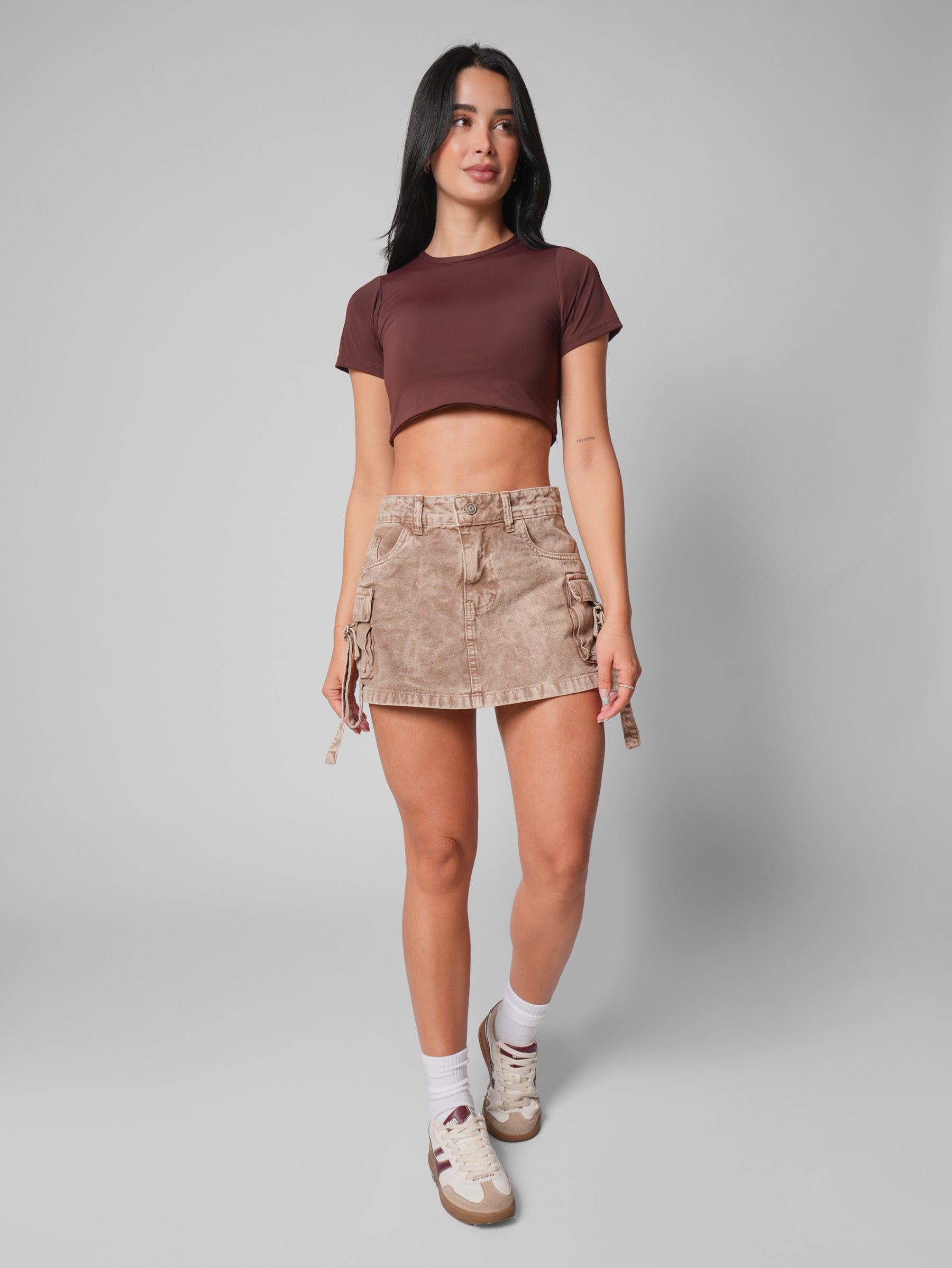 Falda Short Cargo Mocca