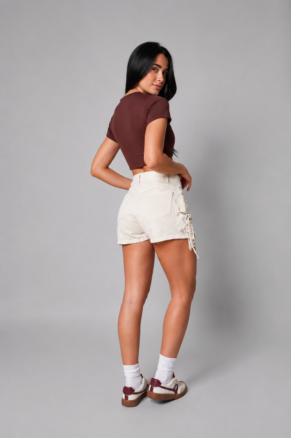 Falda Short Cargo Marfil